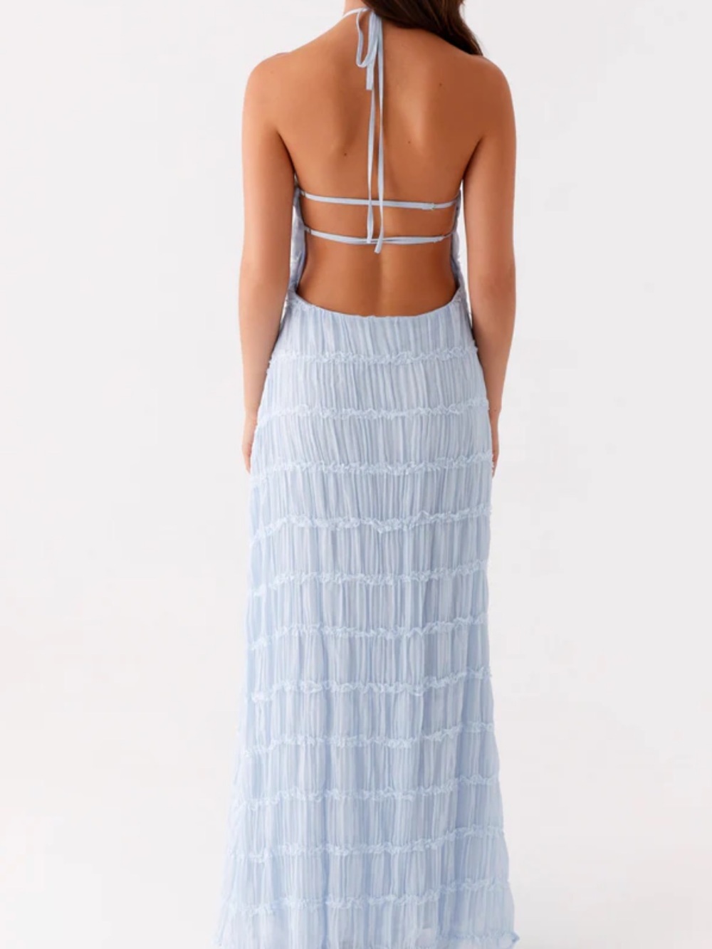 Pepper Mayo Light Blue Halter Maxi Dress - Picture 2 of 8